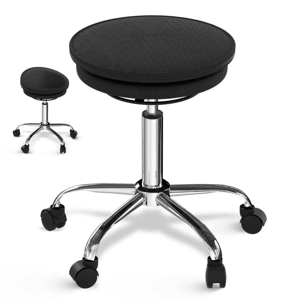 Black and Chrome Active Sitting Rolling Balance Desk Chair - Homeroots - Flyclothing LLC