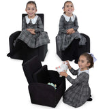Kids Black Comfy Upholstered Recliner Chair with Storage - Homeroots - Flyclothing LLC