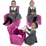 Kids Pink Comfy Upholstered Recliner Chair with Storage - Homeroots - Flyclothing LLC