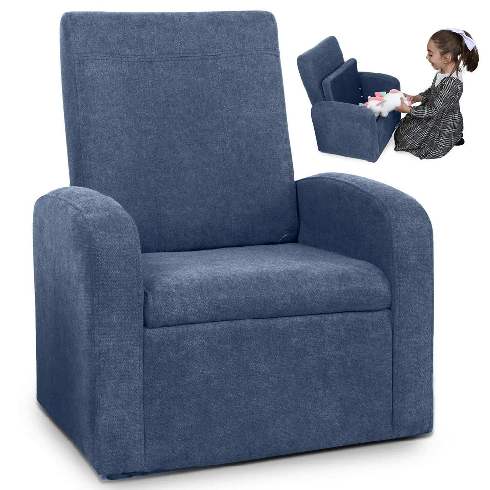 Kids Blue Comfy Upholstered Recliner Chair with Storage - Homeroots - Flyclothing LLC