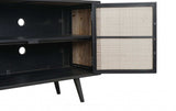 Rustic Black Natural and Rattan Media Cabinet with Three Doors - Homeroots - Flyclothing LLC