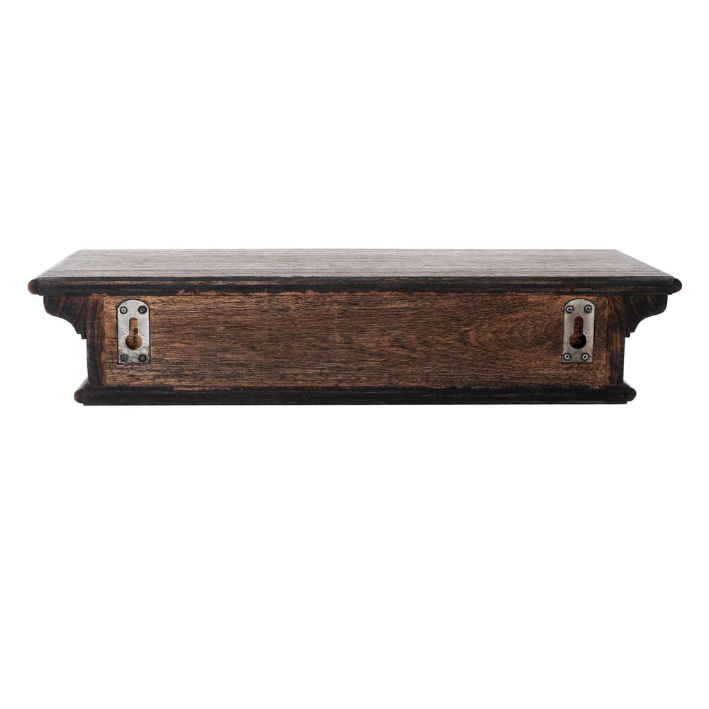 24" Rustic Brown and Black Floating Shelf - Homeroots - Flyclothing LLC