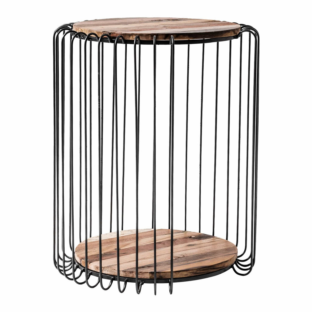 24" Modern Black and Rustic Brown Round End Table - Homeroots - Flyclothing LLC