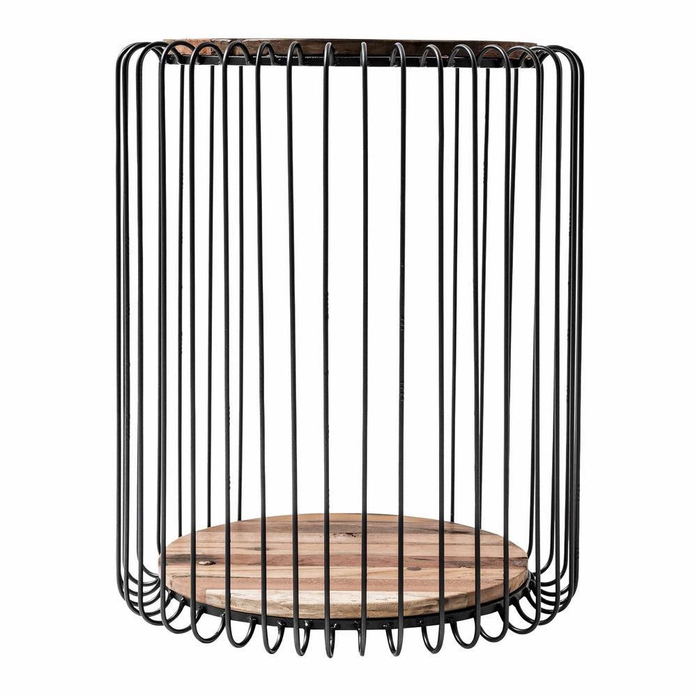 24" Modern Black and Rustic Brown Round End Table - Homeroots - Flyclothing LLC