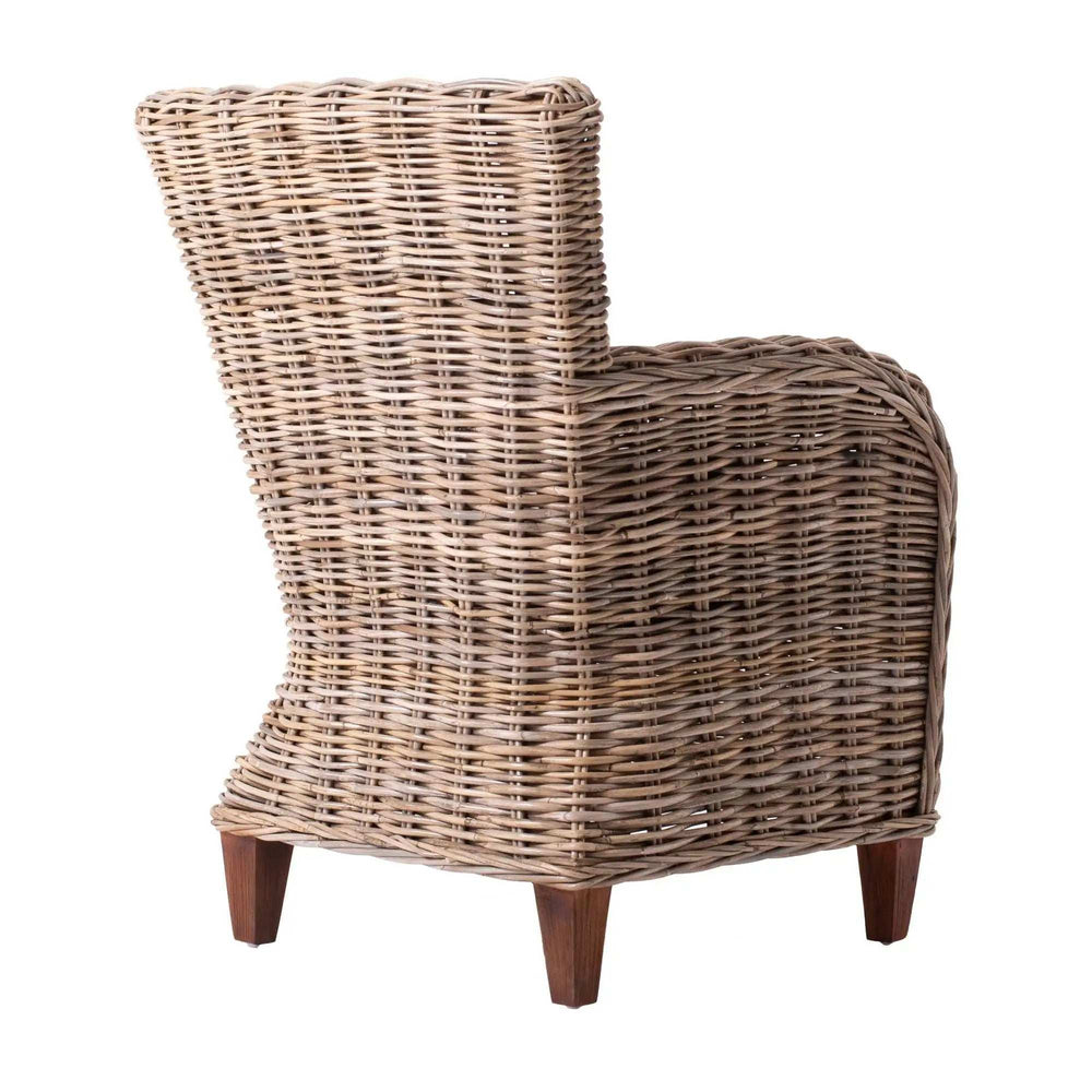 Set Of Two Natural Brown Rattan Wingback Wicker Chairs with Seat Cushions - Homeroots - Flyclothing LLC