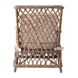 Set of Two Natural Lattice Wicker Arm Chairs with Seat Cushions - Homeroots - Flyclothing LLC