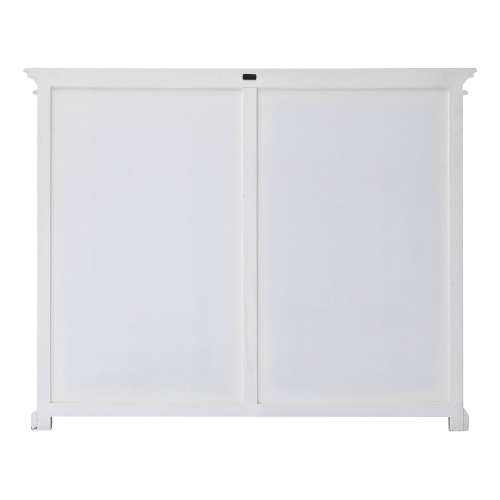 52" White Wood and Glass Two Level Storage Cabinet - Homeroots