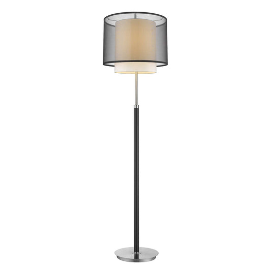 62" Chrome Traditional Shaped Floor Lamp With Black And White Drum Shade - Homeroots