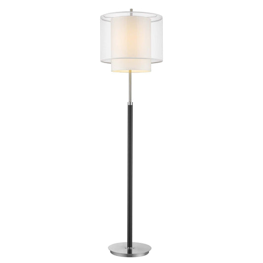 62" Chrome Traditional Shaped Floor Lamp With White Drum Shade - Homeroots