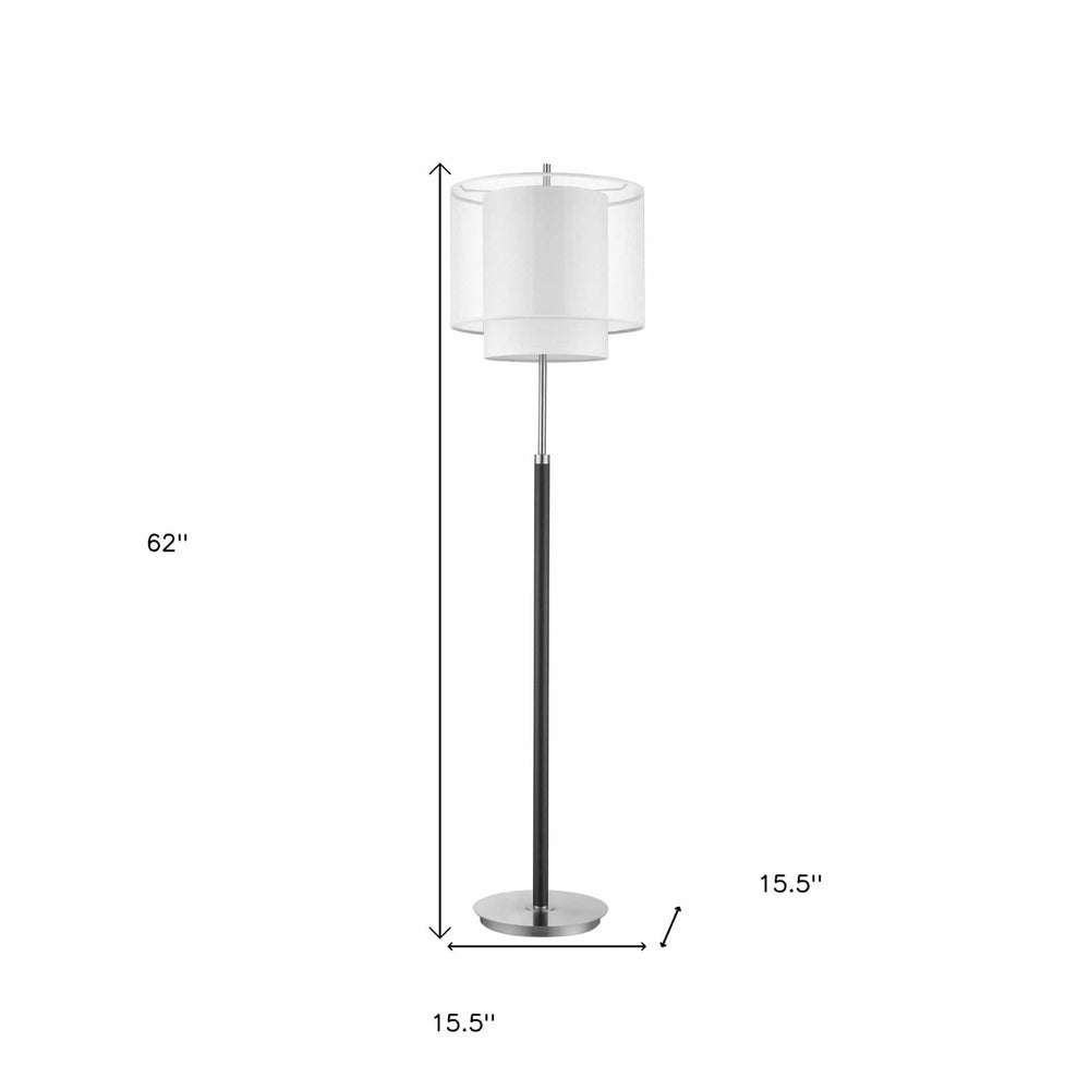 62" Chrome Traditional Shaped Floor Lamp With White Drum Shade - Homeroots - Flyclothing LLC