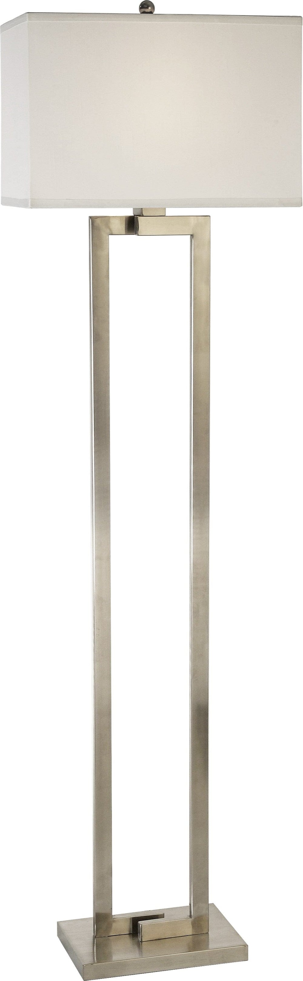 61" Nickel Traditional Shaped Floor Lamp With White Rectangular Shade - Homeroots - Flyclothing LLC