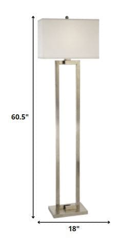 61" Nickel Traditional Shaped Floor Lamp With White Rectangular Shade - Homeroots - Flyclothing LLC