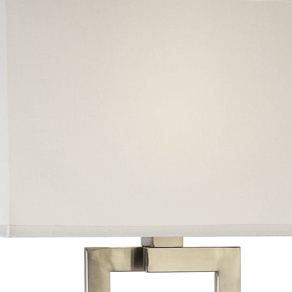 61" Nickel Traditional Shaped Floor Lamp With White Rectangular Shade - Homeroots - Flyclothing LLC