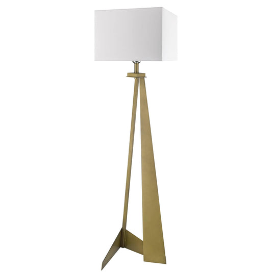 60" Brass Traditional Shaped Floor Lamp With White Novelty Shade - Homeroots