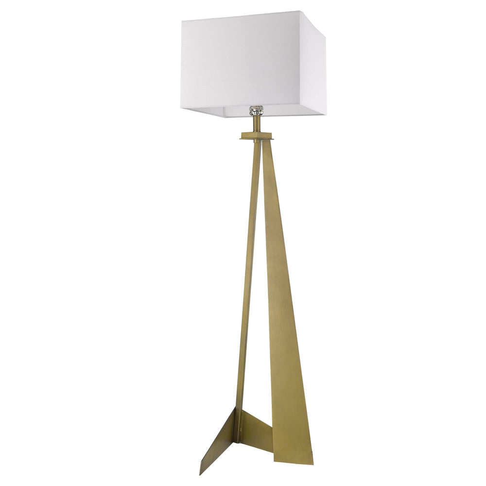 60" Brass Traditional Shaped Floor Lamp With White Novelty Shade - Homeroots - Flyclothing LLC