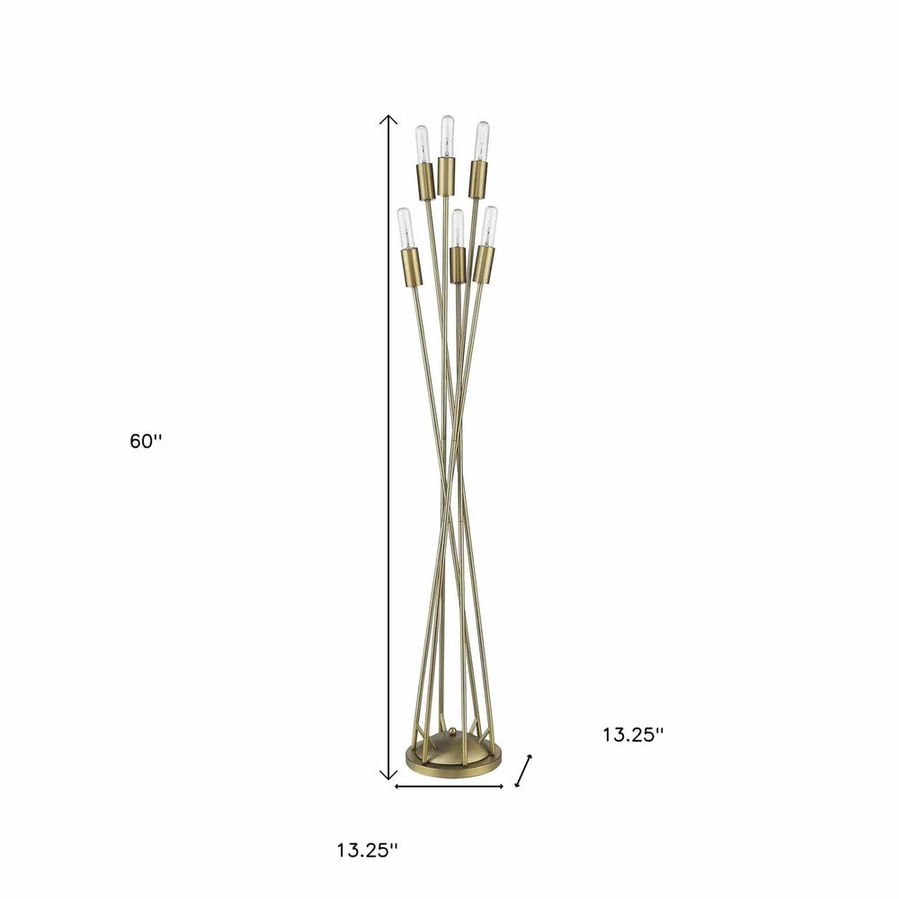 60" Brass Six Light Torchiere Floor Lamp - Homeroots - Flyclothing LLC