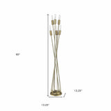 60" Brass Six Light Torchiere Floor Lamp - Homeroots - Flyclothing LLC