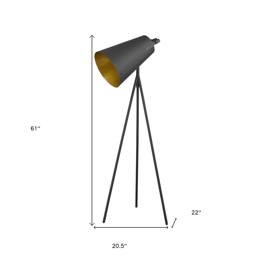 61" Matte Tripod Floor Lamp With Gray Cone Shade - Homeroots - Flyclothing LLC