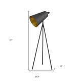 61" Matte Tripod Floor Lamp With Gray Cone Shade - Homeroots - Flyclothing LLC