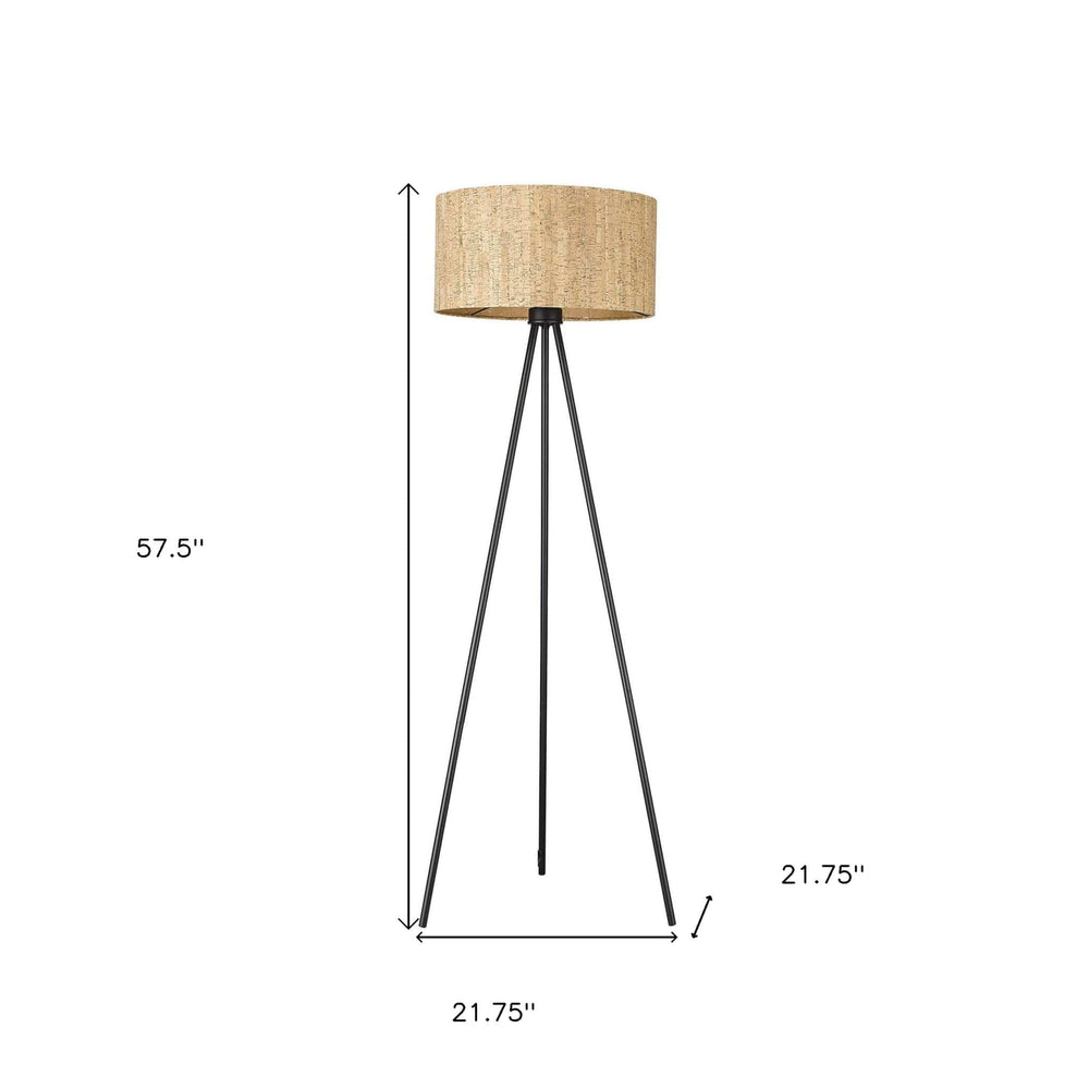 58" Matte Black Tripod Floor Lamp With Shade - Homeroots - Flyclothing LLC