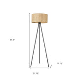 58" Matte Black Tripod Floor Lamp With Shade - Homeroots - Flyclothing LLC