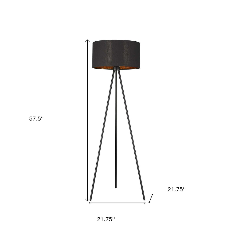 58" Matte Tripod Floor Lamp With Black Drum Shade - Homeroots - Flyclothing LLC