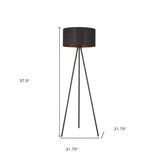 58" Matte Tripod Floor Lamp With Black Drum Shade - Homeroots - Flyclothing LLC