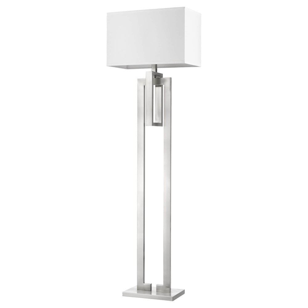 64" Nickel Traditional Shaped Floor Lamp With White Rectangular Shade - Homeroots - Flyclothing LLC