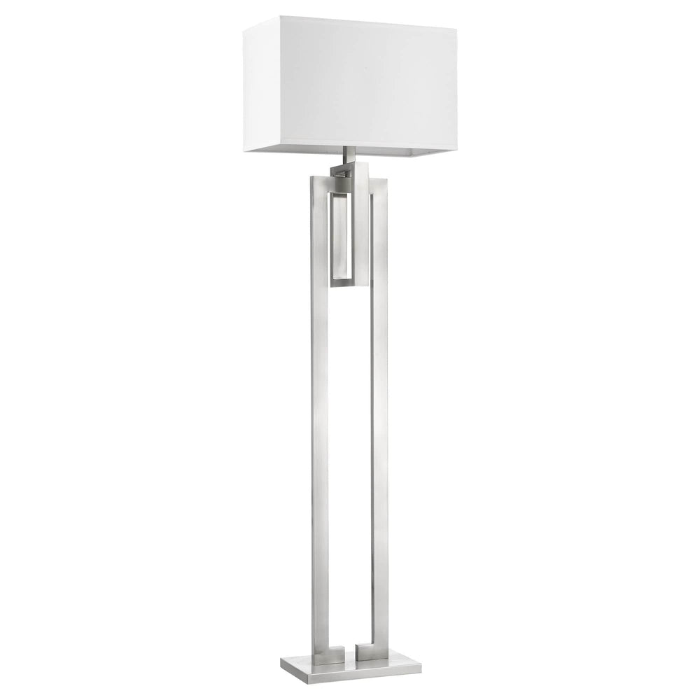 64" Nickel Traditional Shaped Floor Lamp With White Rectangular Shade - Homeroots - Flyclothing LLC