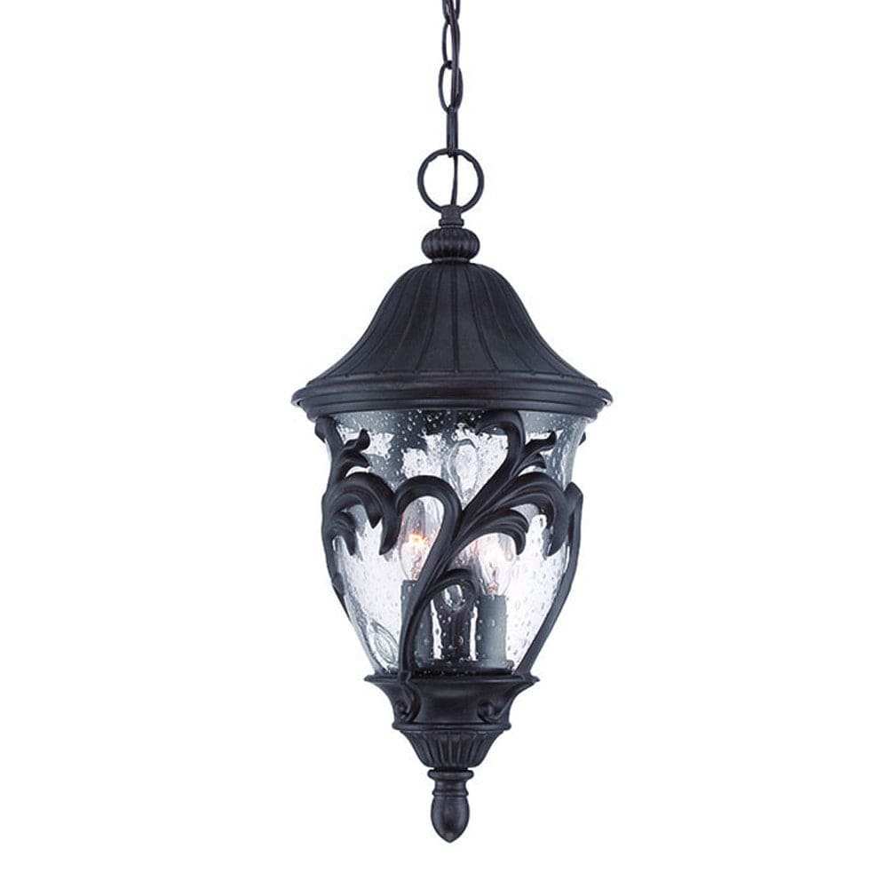 Three Light Matte Black Leaf Detail Hanging Light - Homeroots - Flyclothing LLC