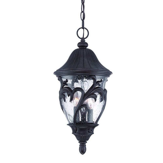 Three Light Matte Black Leaf Detail Hanging Light - Homeroots - Flyclothing LLC