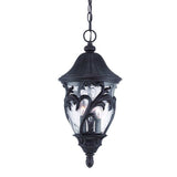Three Light Matte Black Leaf Detail Hanging Light - Homeroots - Flyclothing LLC