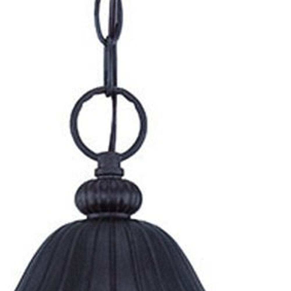 Three Light Matte Black Leaf Detail Hanging Light - Homeroots - Flyclothing LLC