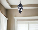 Three Light Matte Black Leaf Detail Hanging Light - Homeroots - Flyclothing LLC