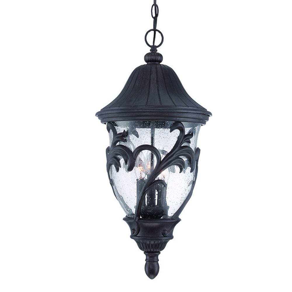 XL Three Light Matte Black Leaf Detail Hanging Light - Homeroots - Flyclothing LLC