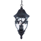 XL Three Light Matte Black Leaf Detail Hanging Light - Homeroots - Flyclothing LLC
