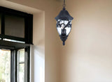 XL Three Light Matte Black Leaf Detail Hanging Light - Homeroots - Flyclothing LLC