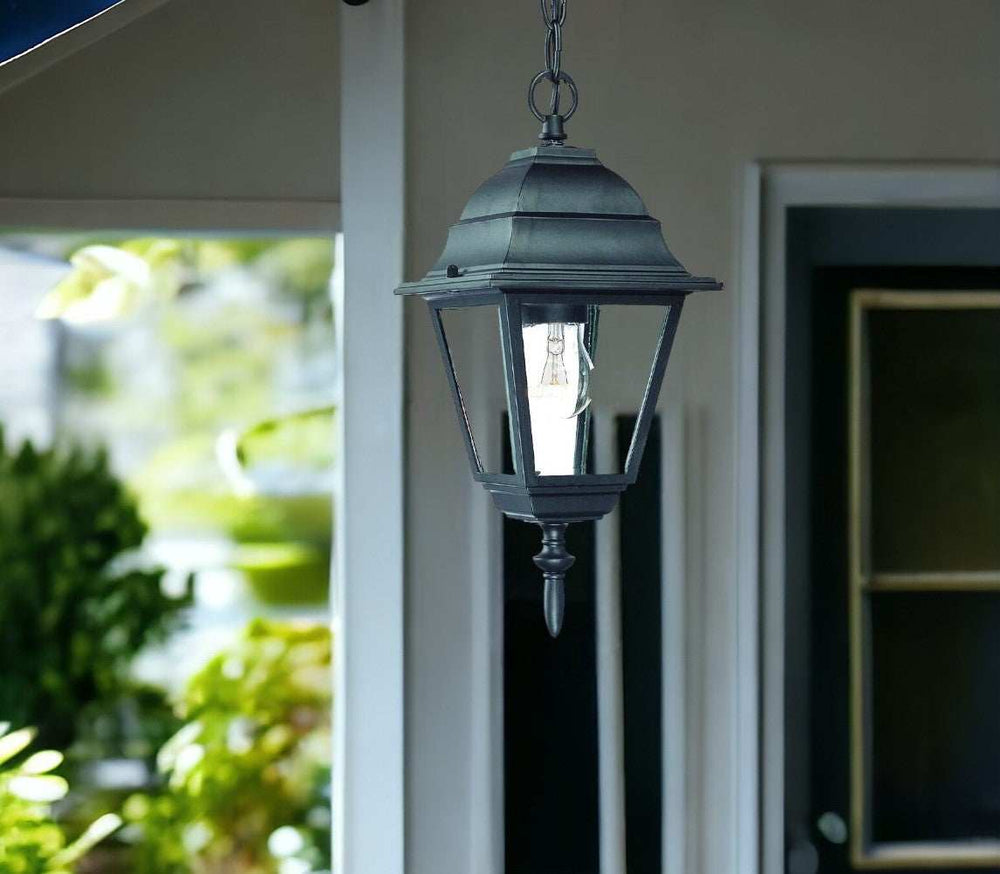 Matte Black Beveled Glass Outdoor Hanging Light - Homeroots - Flyclothing LLC