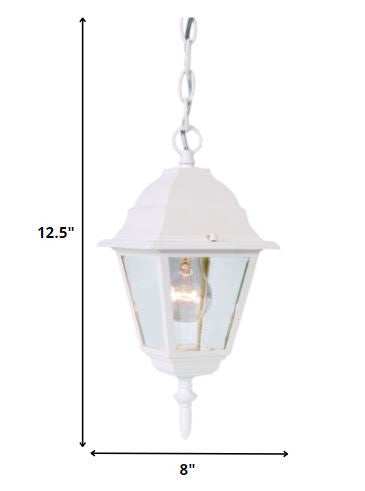 Distressed White Beveled Glass Outdoor Hanging Light - Homeroots - Flyclothing LLC