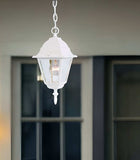 Distressed White Beveled Glass Outdoor Hanging Light - Homeroots - Flyclothing LLC