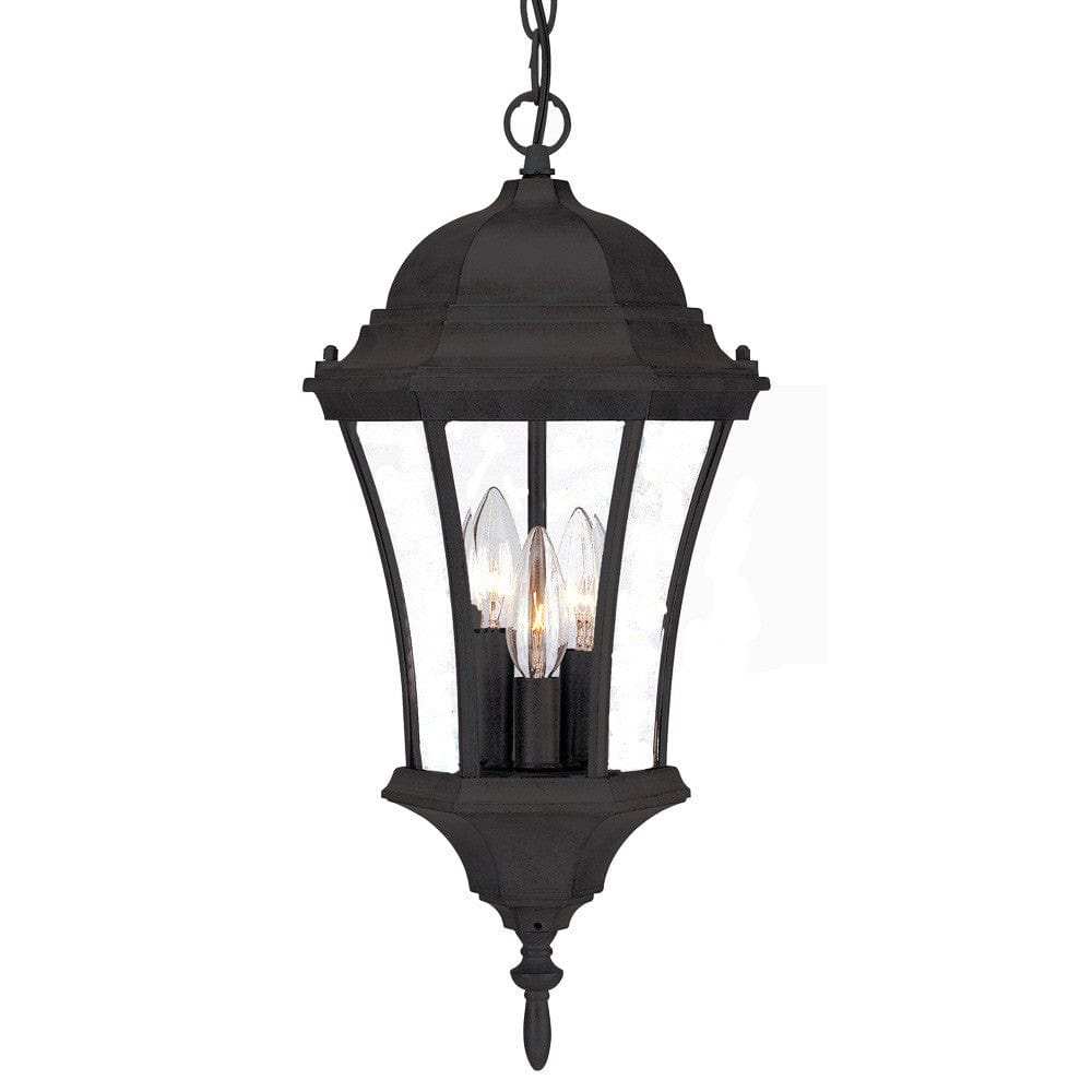 Three Light Matte Black Carousel Lantern Hanging Light - Homeroots - Flyclothing LLC