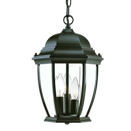 Three Light Matte Black Wide Lantern Hanging Light - Homeroots - Flyclothing LLC