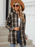 Plaid Collared Neck Long Sleeve Shirt - Trendsi - Flyclothing LLC