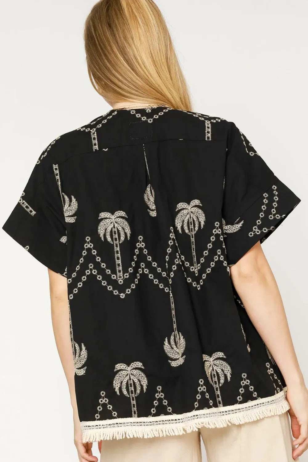 Umgee Open Front Embroidered Fringe Kimono - Trendsi - Flyclothing LLC