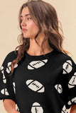 BiBi Football Pattern Short Sleeve Sweater - Trendsi - Flyclothing LLC