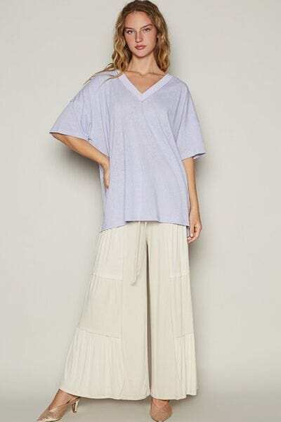 POL V-Neck Half Sleeve T-Shirt - Trendsi - Flyclothing LLC