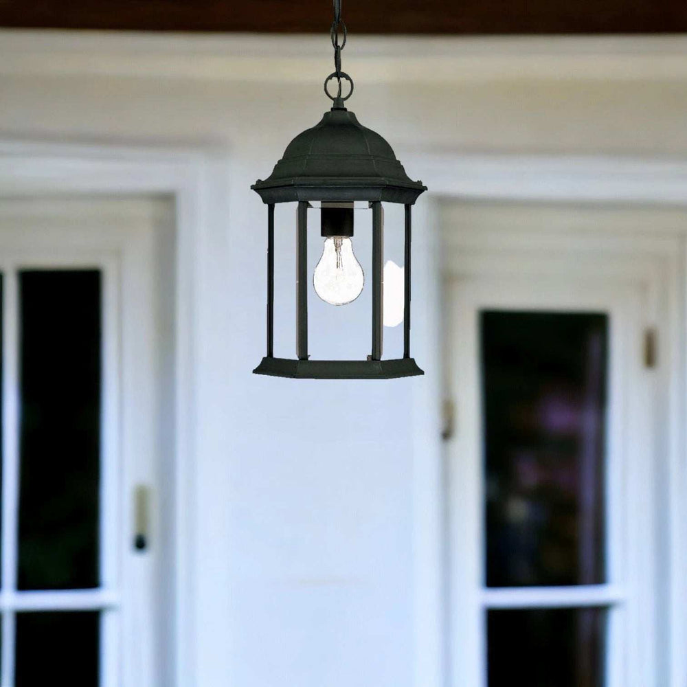 Matte Black Glass Lantern Hanging Light - Homeroots - Flyclothing LLC