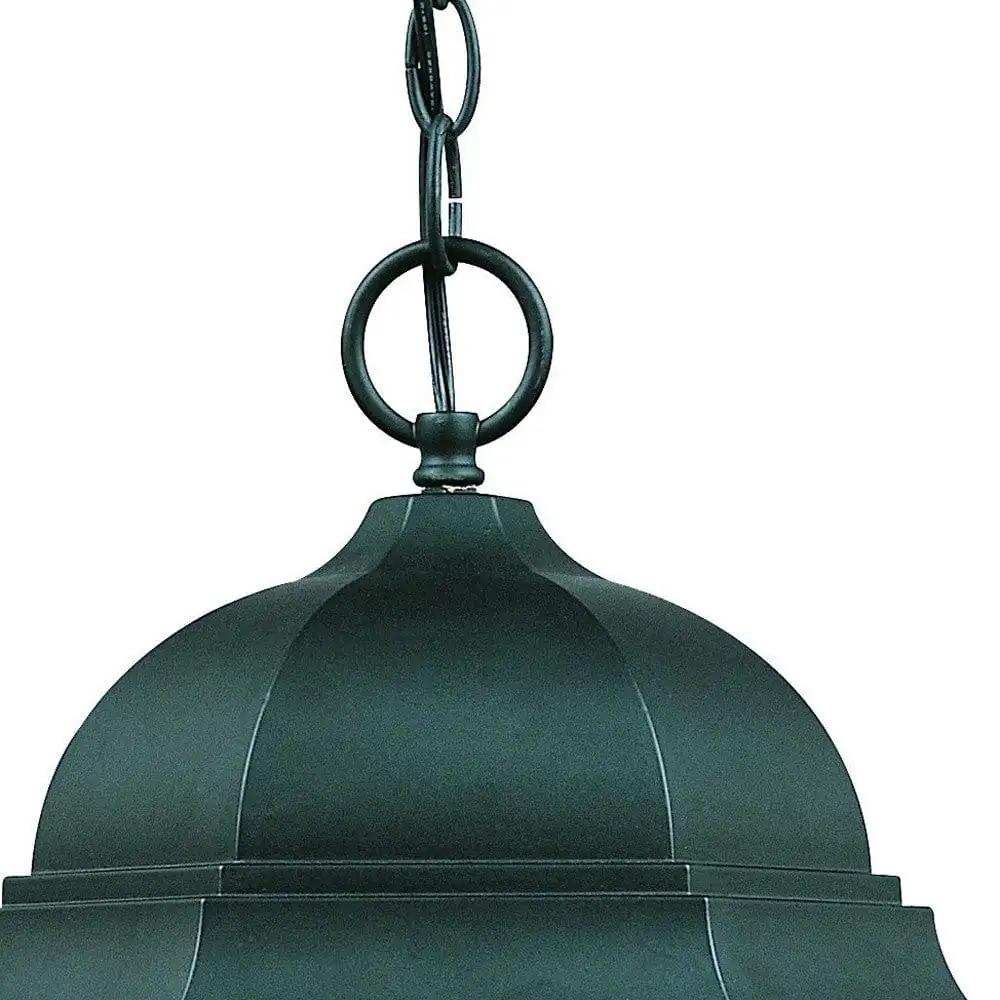 Three Light Matte Black Domed Glass Lantern Hanging Light - Homeroots - Flyclothing LLC