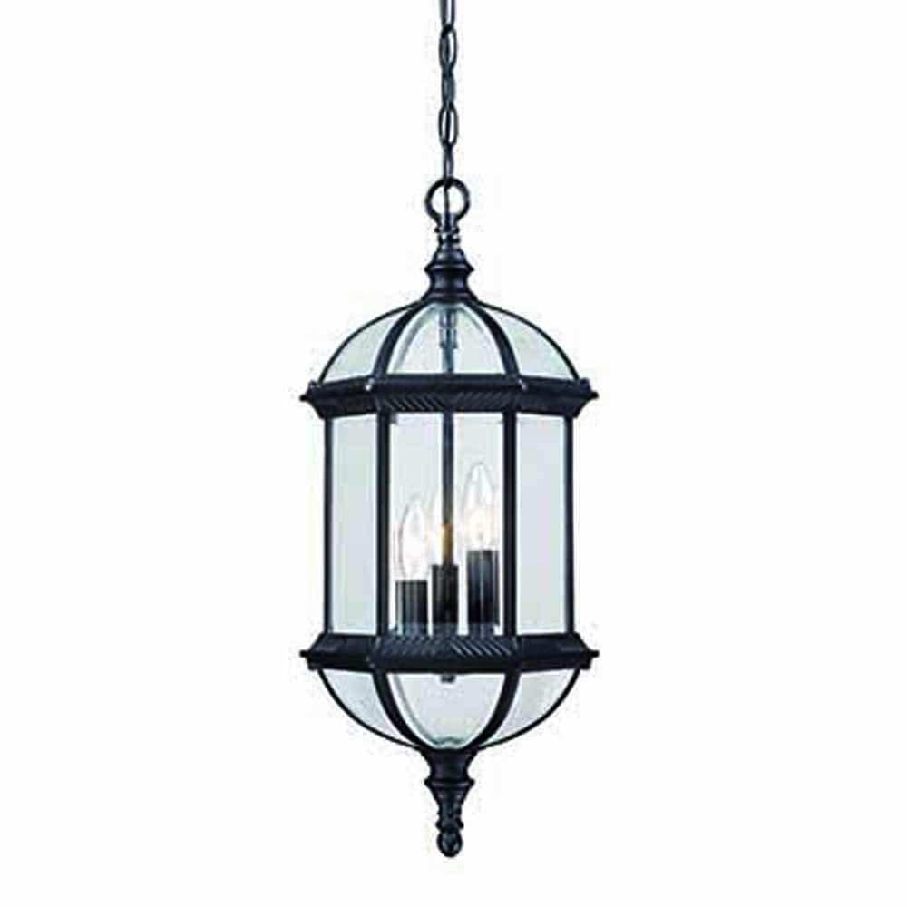 Three Light Matte Black Eastern Lantern Hanging Light - Homeroots - Flyclothing LLC