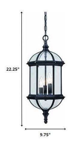 Three Light Matte Black Eastern Lantern Hanging Light - Homeroots - Flyclothing LLC